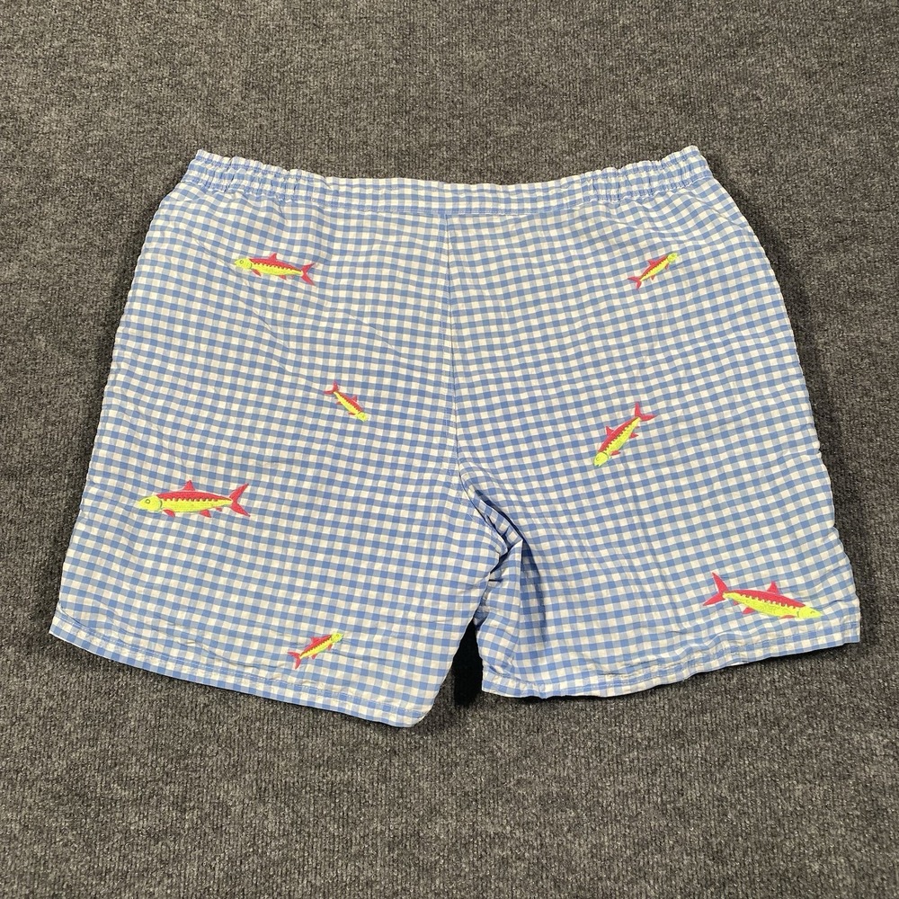 Vineyard Vines Gingham Check Bonefish Embroidered Mesh Lined Swim Trunks Mens XL - Picture 11 of 11